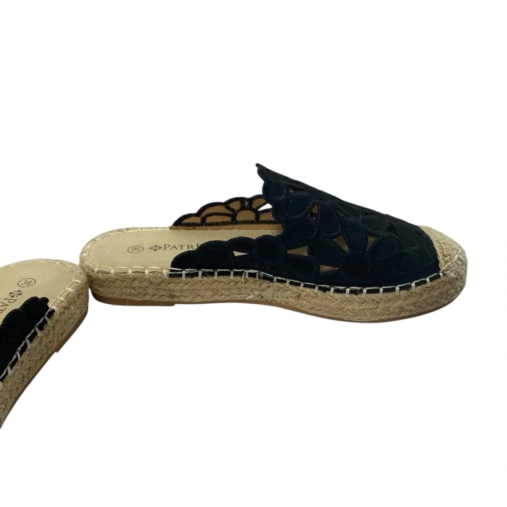 Spring Step Cutout Tilly Slide Espadrilles Mules Flats Womens 6 Black New Padded